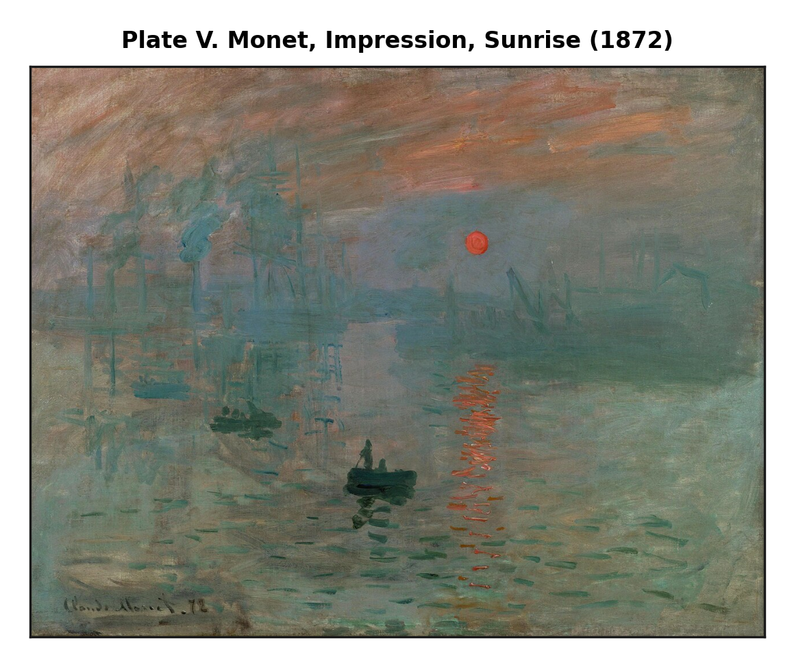 Plate built from a public-domain scan of Monet's Impression, Sunrise